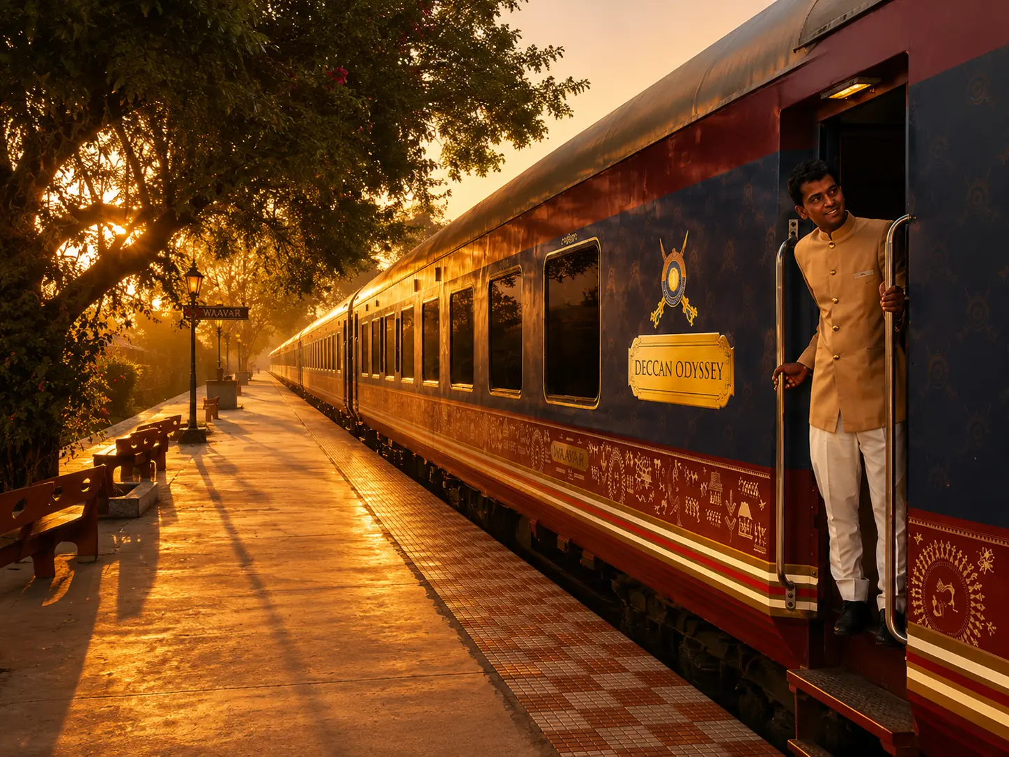 Deccan Odyssey luxury train in Western India.