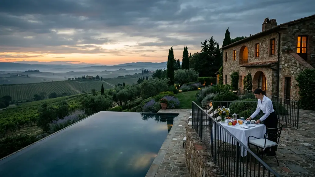 Private luxury villa with exclusive-use pool and gardens demonstrating the privacy advantages villas offer compared with shared hotel facilities.